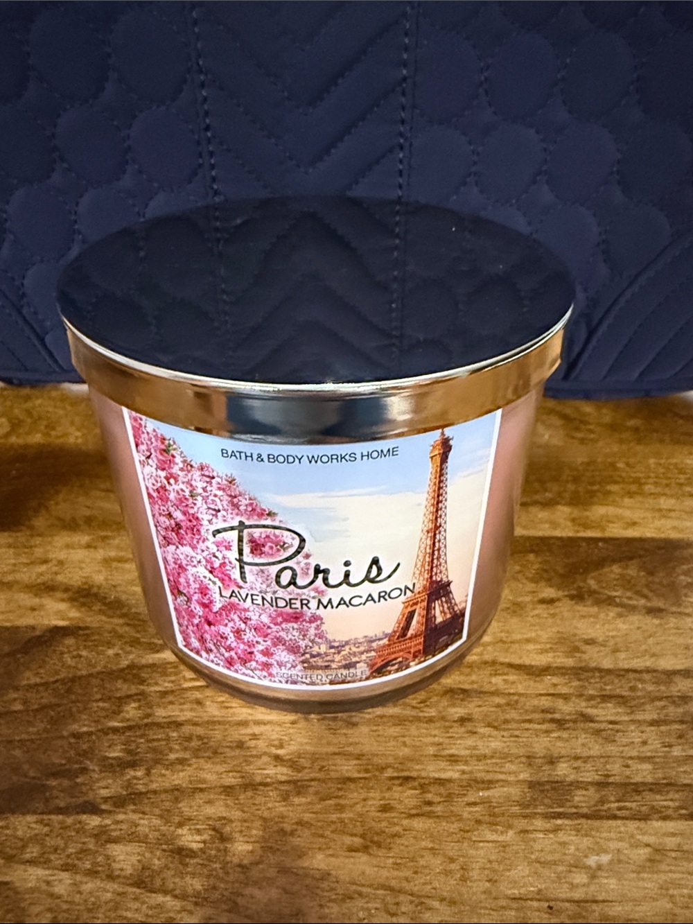 Bath & Body Works Lavender Macaron 3-Wick Candle with Pink and Gold Accents, NWT